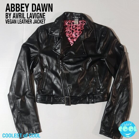 Abbey Dawn By Avril Lavigne Poly vegan Leather Jacket Women's Large Zip up Black - Picture 1 of 10
